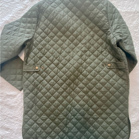 Lands’ End Olive Green Quilted Barn Jacket Corduroy Collar. Size L (14-16) - Picture 4 of 5